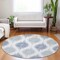 Homeroots 8' Sky Blue Ivory And Denim Blue Round Ikat Washable Indoor Outdoor Area Rug 589124 - alternate 6