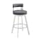 Armen Living Flynn 26in Swivel Counter Stool in Silver Metal with Gray Faux Leather LCFLBASLSLGRY26 - alternate 1