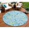 Homeroots 8' Sky Blue Green And Ivory Round Striped Washable Indoor Outdoor Area Rug 600926 - alternate 1
