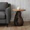 Homeroots 24" Natural and Smoky Black Distressed Reclaimed Wood Round Pedestal End Table 716346 - alternate 7