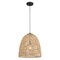 Vaxcel Nassau 1L LED Compatible Matte Black Transitional Pendant Light Natural Woven Rope Shade P0404 - alternate 1