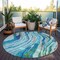 Homeroots 8' Blue Pink And Green Round Abstract Washable Indoor Outdoor Area Rug 600224 - alternate 4