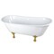 Kingston Brass 67" Cast Iron Oval Double Slipper Clawfoot Tub, No Faucet Drillings, White/Brushed Brass VCTND6728NH7 - alternate 1