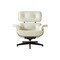 Homeroots 35" Beige and Dark Brown Genuine Leather Tufted Swivel Lounge Chair With Ottoman 526373 - alternate 1