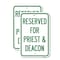 Signmission Reserved for Priest & Deacon, 18'' X 24'' 2 Signs, Heavy Gauge Aluminum, 2PK A-1824-2PACK-23179 - alternate 1