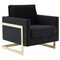 Leisuremod Lincoln Velvet Accent Armchair with Gold Frame, Midnight Black LA31BL - alternate 1