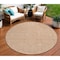 Homeroots 8' Peach And Beige Round Geometric Washable Indoor Outdoor Area Rug 610843 - alternate 1
