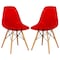 Leisuremod Dover Plastic Dining Side Chair with Wooden Legs, Transparent Red, 2PK EP19TR2 - alternate 1
