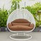 Leisuremod White Wicker Hanging 2 person Egg Swing Chair, Brown ESCW-57BR - alternate 6