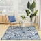 Homeroots 5' X 7' Navy Blue Sky Blue And Ivory Palm Leaf Indoor Outdoor Area Rug 552505 - alternate 6