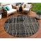 Homeroots 8' Black Ivory And Brown Round Striped Washable Indoor Outdoor Area Rug 597375 - alternate 1