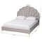 Baxton Studio Acosta Glam and Luxe Light Grey Velvet Seashell-Headboard Queen Size Platform Bed 251-13775-ZORO - alternate 7