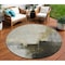 Homeroots 8' Khaki Light Green And Black Round Abstract Washable Indoor Outdoor Area Rug 603031 - alternate 1