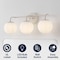 Jonathan Y Louis Parisian Globe 25" 3-Light Metal/Frosted Glass Modern Contemporary LED Vanity Light, Almond JYL3536C - alternate 8