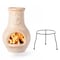 Vintiquewise Beige Outdoor Clay Chiminea Fireplace Sun Design Charcoal Burning Fire Pit with Metal Stand Fire Pit QI004601 - alternate 1