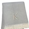 Homeroots 55" X 70" Gray White Herringbone Cotton Blend K Initial Throw Blanket with Tassels Embroidery 655534 - alternate 5
