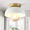 Jonathan Y Paulina 8.5" 1-Light Classic Industrial Iron LED Flush Mount, White/Gold Painting JYL1327B - alternate 6