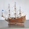 Homeroots 27" Wood Brown Solid Wood Hand Painted Solei Royal Medium Model Boat 401852 - alternate 2