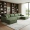 Homeroots 135" Green Corduroy Modular Compression Foam Sofa With Ottoman And Toss Pillows 712950 - alternate 3