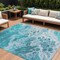 Homeroots 10' X 14' Teal Blue And Ivory Abstract Washable Indoor Outdoor Area Rug 618327 - alternate 1