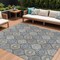 Homeroots 9' X 12' Gray Ivory And Navy Blue Floral Medallion Washable Indoor Outdoor Area Rug 614591 - alternate 1