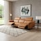 Homeroots 96" Camel Leather Reclining Wood USB Sofa 719567 - alternate 3