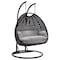Leisuremod Mendoza Charcoal Wicker Hanging 2 person Egg Swing Chair with Light Grey Cushions MSCCH-53LGR - alternate 1