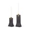 Homeroots Set of Two Black And Gold Distressed Hammered Metal Tabletop Taper Candle Holders, 2PK 608537 - alternate 1