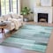 Homeroots 8' X 10' Teal Blue And Ivory Striped Washable Indoor Outdoor Area Rug 631002 - alternate 4