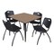 Regency Square Kahlo Breakroom Table W/ 4 M Stack Chairs, 48 in W, 48 in L, Noble Oak TPL4848NOBK47BK - alternate 1