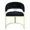 Homeroots Black and Gold Upholstered Velvet Partially Open Back Dining Side Chair 573338 - alternate 2
