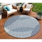 Homeroots 8' Blue And Ivory Round Geometric Washable Indoor Outdoor Area Rug 597615 - alternate 1