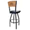 Holland Bar Stool Co 36" Blk Wrinkle UNLV Swivel Bar Stool, Laser Engraved Back L03836BWMedMplAUNevLVBlkVinyl - alternate 4