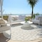 Homeroots 8' Ivory And Beige Round Geometric Washable Indoor Outdoor Area Rug 594853 - alternate 6