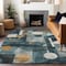 Homeroots 9' X 12' Teal Blue Ivory And Gold Geometric Washable Indoor Outdoor Area Rug 604510 - alternate 4