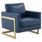 Leisuremod Lincoln Leather Accent Armchair with Gold Frame, Navy Blue LA31BU-L - alternate 1