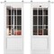 Sartodoors Sturdy Double Barn Door with, Felicia 3599 White Silk with Clear Glass, Silver 13FT Rail Hangers H FELICIA3599DB-S-BEM-36 - alternate 1