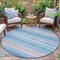 Homeroots 8' Aqua Lavender And Peach Round Striped Washable Indoor Outdoor Area Rug 631199 - alternate 3