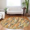 Homeroots 8' Orange And Beige Round Striped Washable Indoor Outdoor Area Rug 609044 - alternate 6