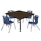 Regency Square Kee Mobile Adjustable Classroom Table W/ 4 Andy Chairs, 48 in W, 48 in L, Neo Walnut TB4848NWAPCBK45NV - alternate 1