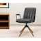 Homeroots 23" Gray And Natural Faux Leather Swivel Arm Chair 526380 - alternate 1