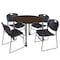 Regency Round Kee Mobile Adjustable Classroom Table W/ 4 Zeng Stack Chairs, 48 in W, 48 in L, Neo Walnut TB48RNDNWAPCGY44BK - alternate 1