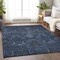 Homeroots 3' X 5' Navy Blue And Charcoal Damask Washable Indoor Outdoor Area Rug 603323 - alternate 5