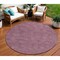 Homeroots 8' Eggplant And Ivory Round Geometric Washable Indoor Outdoor Area Rug 602361 - alternate 1