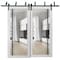 Sartodoors Sliding Closet Clear Glass Barn Bypass Doors, Lucia 2566 White Silk and Aluminum Strips, Sturdy 6. LUCIA2566BBB-WS-84 x 80 (2* 42x80) - alternate 1