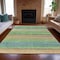 Homeroots 9' X 12' Artichoke Green Peach And Teal Blue Striped Washable Indoor Outdoor Area Rug 631195 - alternate 4