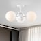 Jonathan Y Olivier 23.5" 3-Light Bohemian Farmhouse Iron/Frosted Glass LED Semi Flush Mount, White JYL7600D - alternate 6