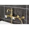 Kingston Brass Two-Handle Wall Mount Bridge Kitchen Faucet with Brass Sprayer, Brushed Brass KS2447PXBS - alternate 6