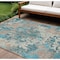 Homeroots 8' X 10' Teal Blue Ivory And Light Brown Damask Washable Indoor Outdoor Area Rug 596396 - alternate 1