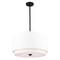 Vaxcel Burnaby 4 Light Black Mid-Century Modern Drum Pendant Fixture with White Linen Fabric Shade P0392 - alternate 1